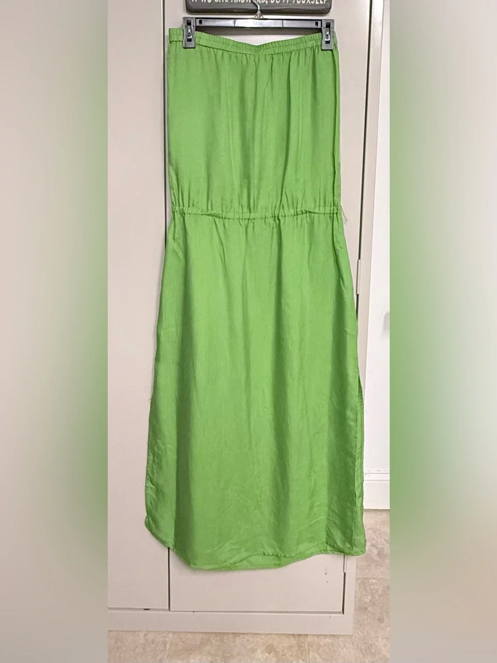 Michael Kors Bright Green Strapless Tiered Maxi Dress